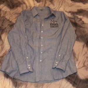 Alpha Xi Delta button up crest shirt